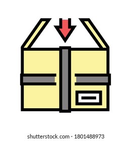 packaging in box color icon vector. packaging in box sign. isolated symbol illustration