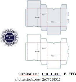 Packaging box design blueprint with dimensions template