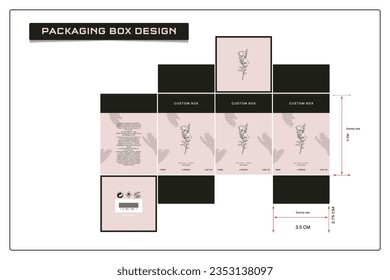 Packaging box design with box die line, fragrance perfume luxury box, frames, design elements, and Vector Design Template