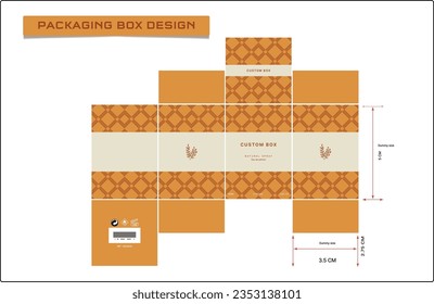 Packaging box design with box die line, fragrance perfume luxury box, frames, design elements, and Vector Design Template
