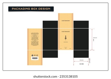 Packaging box design with box die line, fragrance perfume luxury box, frames, design elements, and Vector Design Template