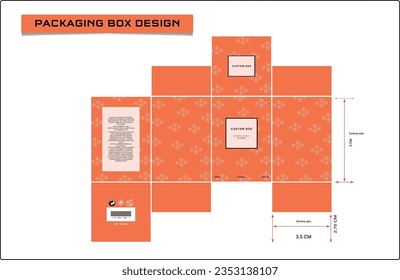 Packaging box design with box die line, fragrance perfume luxury box, frames, design elements, and Vector Design Template