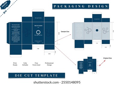 Diseño de caja de embalaje con línea de matrices de caja, maqueta de caja 3d, ícono, marcos y Elementos de diseño, ilustración 3d, Plantilla de diseño de Vector.
