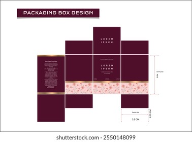 Diseño de caja de embalaje con línea de matrices de caja, maqueta de caja 3d, ícono, marcos y Elementos de diseño, ilustración 3d, Plantilla de diseño de Vector.