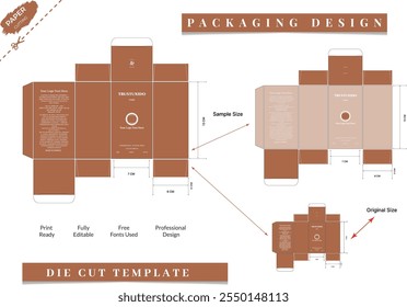 Packaging box design with Box dies line, 3d Box Mockup, icon, frames and Design elements, 3d Illustration, Vector design Template.