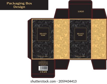 Packaging Box Design Illustration Luxury Style Oriental Perfume Box with Dieline