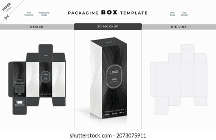 Packaging box design, luxury box design template, Box die line, 3d Box Mockup, and Design elements. Illustration Vector design Template.