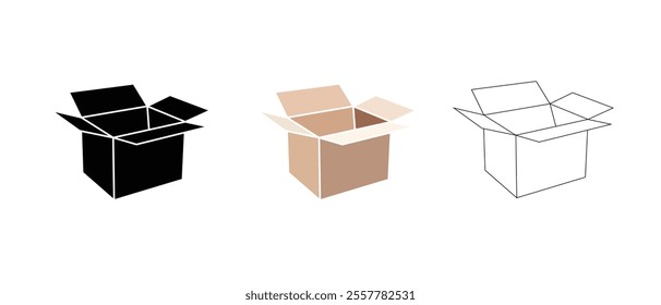 Packaging box design on white background. Parcel packaging template. Vector illustration