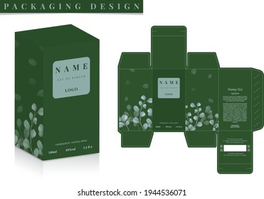 Diseño de caja de empaque, línea de taladro de la caja de perfume, etiquetas de enmascaramiento de caja 3d, icono, marcos y elementos de diseño, Ilustración 3d, Plantilla de diseño de vectores.
