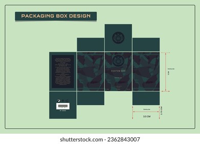Diseño de caja de embalaje para productos con línea de caja, caja de perfume de fragancia, elementos de diseño y plantilla de diseño de vectores