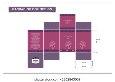 Packaging box design for products with box die line, fragrance perfume luxury box, design elements, and Vector Design Template