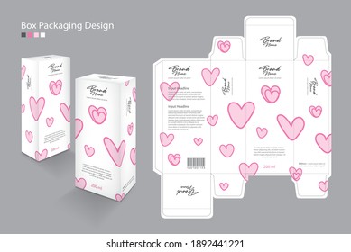 Packaging Box, Packaging design Template for cosmetic, Supplement, spa, Beauty, food, Hair, Skin, lotion, medicine, cream.  product design creative idea template. Valentine's day concept vector 