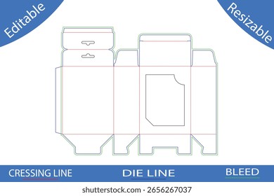 Packaging box design template with cut lines die line