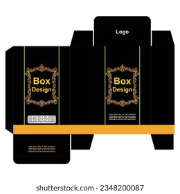 Packaging box design template layout with Box die line, 3d Box Mockup, icon, frames and Design elements, 3d Illustration, Vector design Template.

