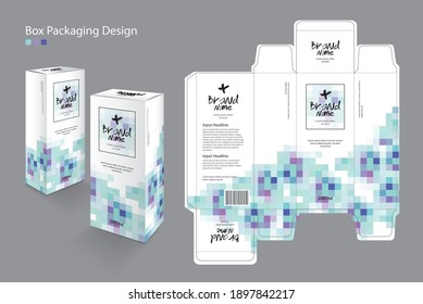 Caja de embalaje, Modelo de diseño de embalaje para medicina, cosmética, Suplemento, EPA, Belleza, comida, pelo, piel, loción, crema. 3d caja simulada, caja de embalaje de medicamentos, diseño de productos, fondo geométrico