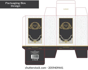 Packaging Box Design - White Gold Black Color - Arabic Style Package Box Design Template