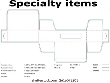 Packaging box die cut template specialty item blueprint for manufacturing and production purposes white cardboard
