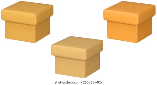 Caja de embalaje de diseño plano marrón conjunto. Conjunto de iconos de caja de cartón. de fondo blanco aislado de Ilustración vectorial.