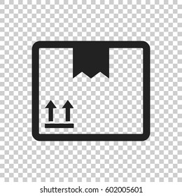 Packaging box icon with arrow symbol. Shipping pack simple vector illustration on isolated background.