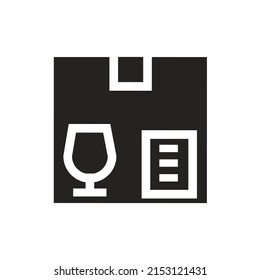 packaging box icon, shipping, fragile box. solid icon illustration, glyph, silhouette.