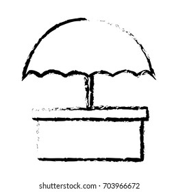 packaging box icon with umbrella symbol shipping pack