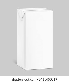 Packaging box for milk, juice mockup. Vector illustration isolated on grey background. Half side view. Ready and simple to use for your design. EPS10.
