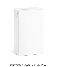 Packaging box for milk, juice mockups. Vector illustration isolated on white background. Half side view. Ready and simple to use for your design. EPS10.	