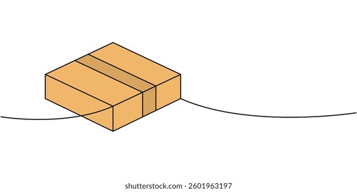 Packaging box one line colored continuous drawing. Storage box. Vector illustration.