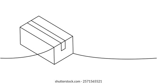 Packaging box one line continuous drawing. Gift box. Vector illustration.