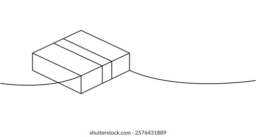 Packaging box one line continuous drawing. Storage box. Vector illustration.