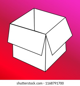 Packaging box opened outline symbol red and pink gradient material white icon minimal design