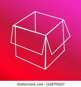 Packaging box opened outline symbol red and pink gradient material white icon minimal design.