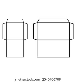 Esquema de la caja de embalaje. Forma de cartón plegable. Caja de Vector vacía. Diseño minimalista negro.