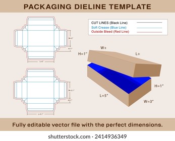 Caja de empaque, caja de rectángulo, caja de zapatos, plantilla de línea y caja 3d, archivo vectorial