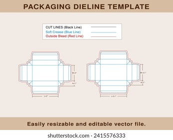 Packaging Box, Rectangle Box, Shoe Box, Dieline Template, Vector File