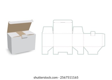 packaging box - snap lock bottom packaging box die cut template - preview mockup - editable blueprint layout with cutting and creasing lines - vector eps file