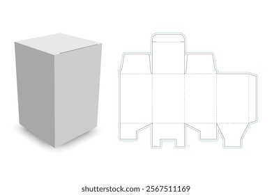 packaging box - snap lock bottom packaging box die cut template - preview mockup - editable blueprint layout with cutting and creasing lines - vector eps file