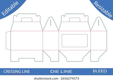 Diseño de Plantilla de caja de embalaje con líneas de corte Vector