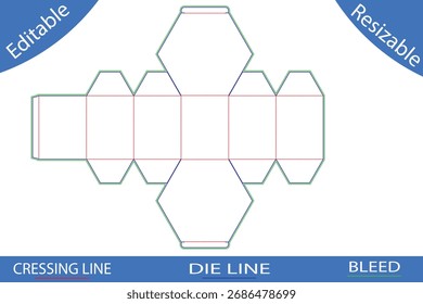 Plantillas de caja de embalaje con líneas de corte die line
