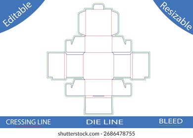Plantillas de caja de embalaje con líneas de corte die line