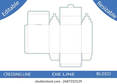 Plantillas de caja de embalaje con líneas de corte die line