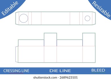 Plantillas de caja de embalaje con líneas de corte die line