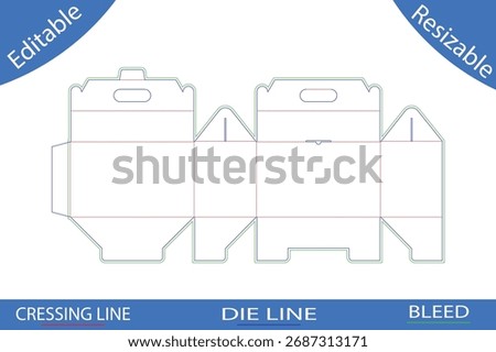 Packaging box templates with cutting lines die line