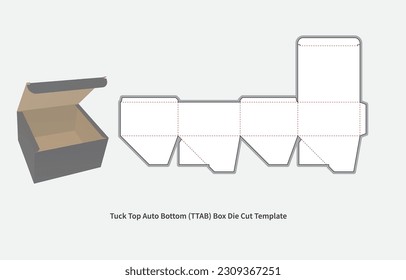 packaging box - tuck top auto bottom box die cut template - with  preview mockup - editable blueprint layout with cutting and creasing lines - vector EPS file