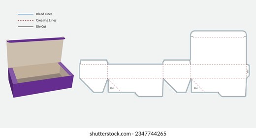 packaging box - tuck top auto bottom box die cut template - with  preview mockup - editable blueprint layout with cutting and creasing lines - vector EPS file