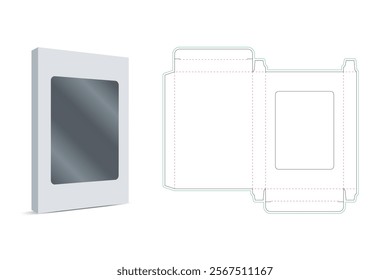 packaging box - tuck top packaging box die cut template - preview mockup - editable blueprint layout with cutting and creasing lines - vector eps file