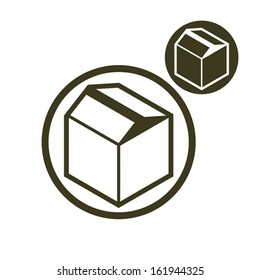 Packaging box vector simple single color icon isolated on white background, includes invert version for you to choose.