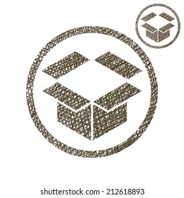 Packaging box vector simple single color icon isolated on white background with sketch lined hand drawn texture.