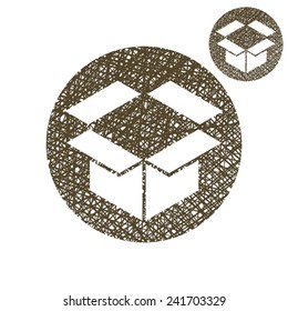 Packaging box vector simple single color icon isolated on white background with sketch lined hand drawn texture.