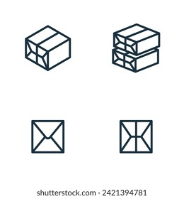 Packaging boxes icons set on white background.